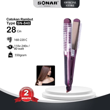 Sonar SN 840 Catokan Pelurus Rambut Plat Ceramic Body Metallic