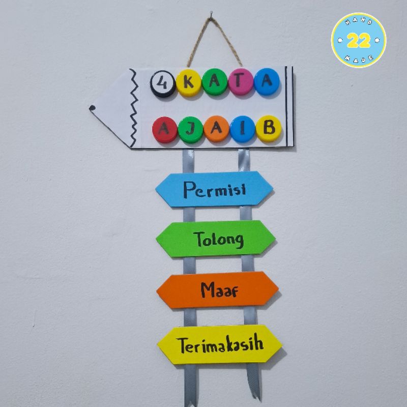 Kerajinan Hiasan dinding Kelas PUD TK SD Kata Ajaib dari Kardus kertas warna dan tutup botol/prakarya daur ulang