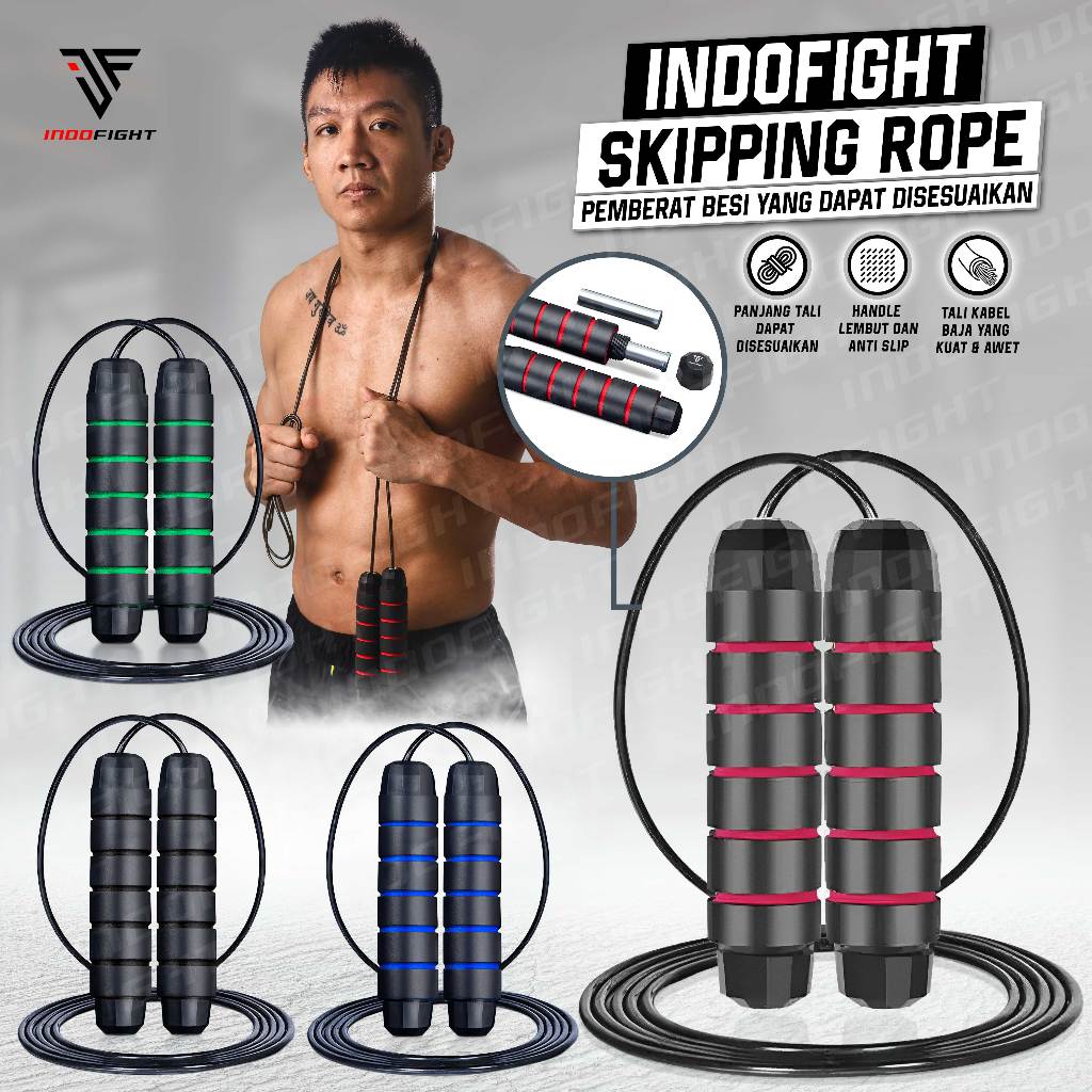 Jual Tali Skipping Rope Indofight, Jumping Rope Muay Thai, Skipping ...
