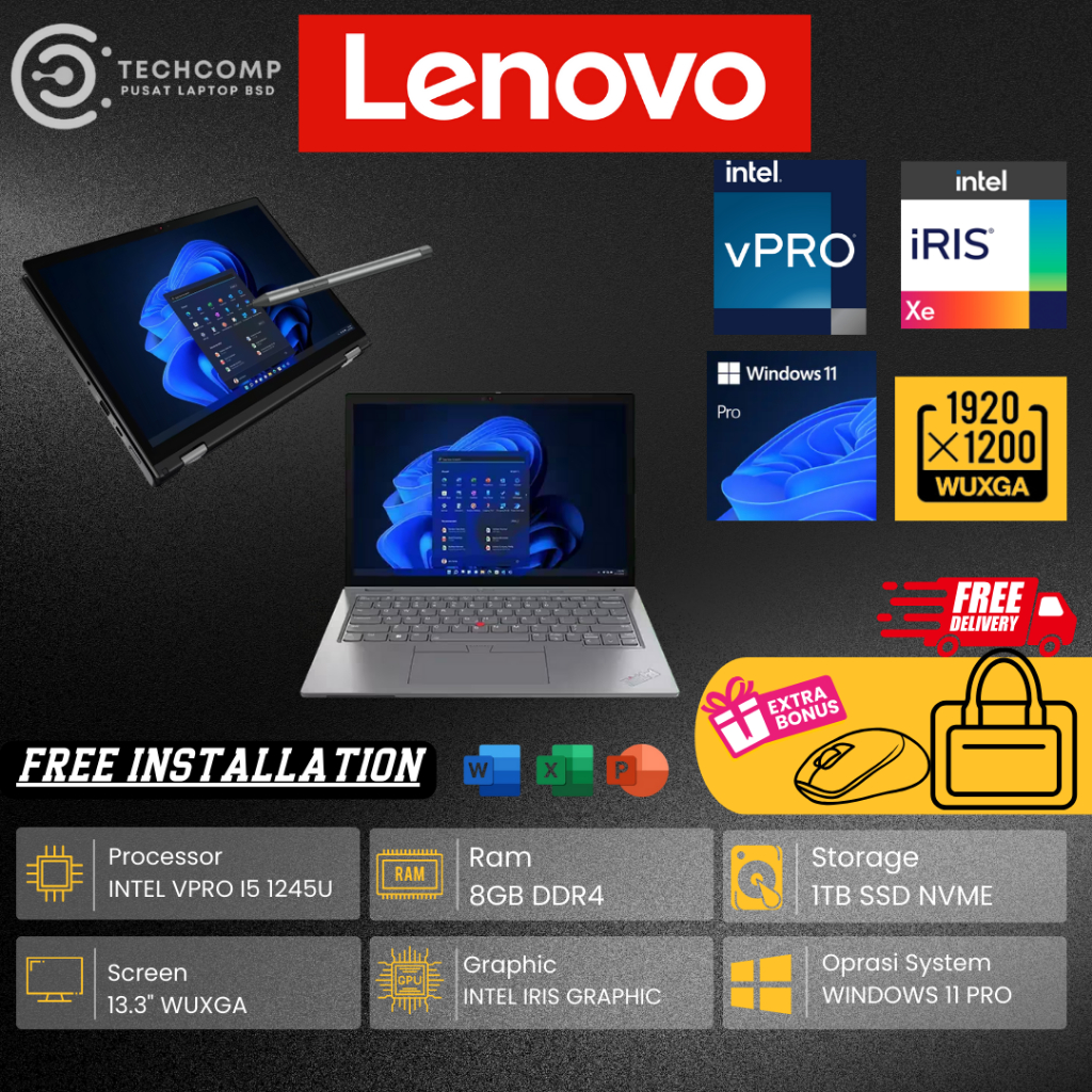 Jual Lenovo 2In1 Thinkpad Touch L13 YOGA GEN 3 Intel VPRO i5 1245U 8GB ...
