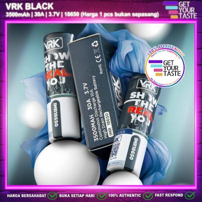 Jual Battery VRK Black 3500mAh 30A 18650 Baterai Authentic by VRK USA x ...