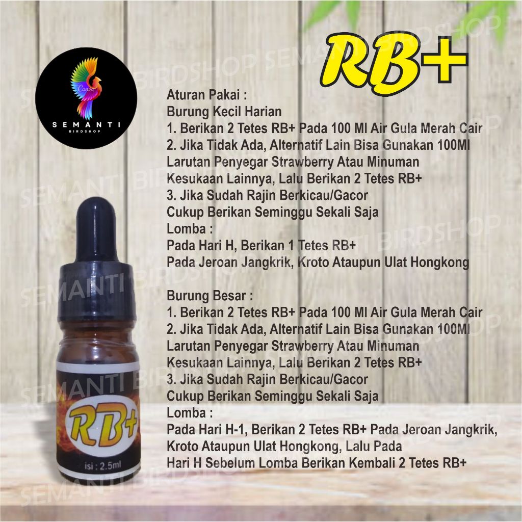 Jual RB + PLUS RB+ 2.5 ML KECIL VITAMIN DOPING BURUNG PLECI ...