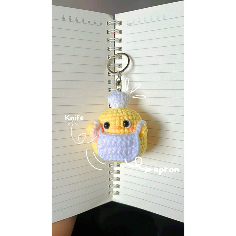 Jual amigurumi keychain rajut chicken chef, gantungan kunci boneka ...
