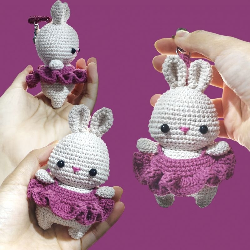 Jual [rajutterus.id] - Boneka Rajut Amigurumi Kelinci Balet | Gantungan ...