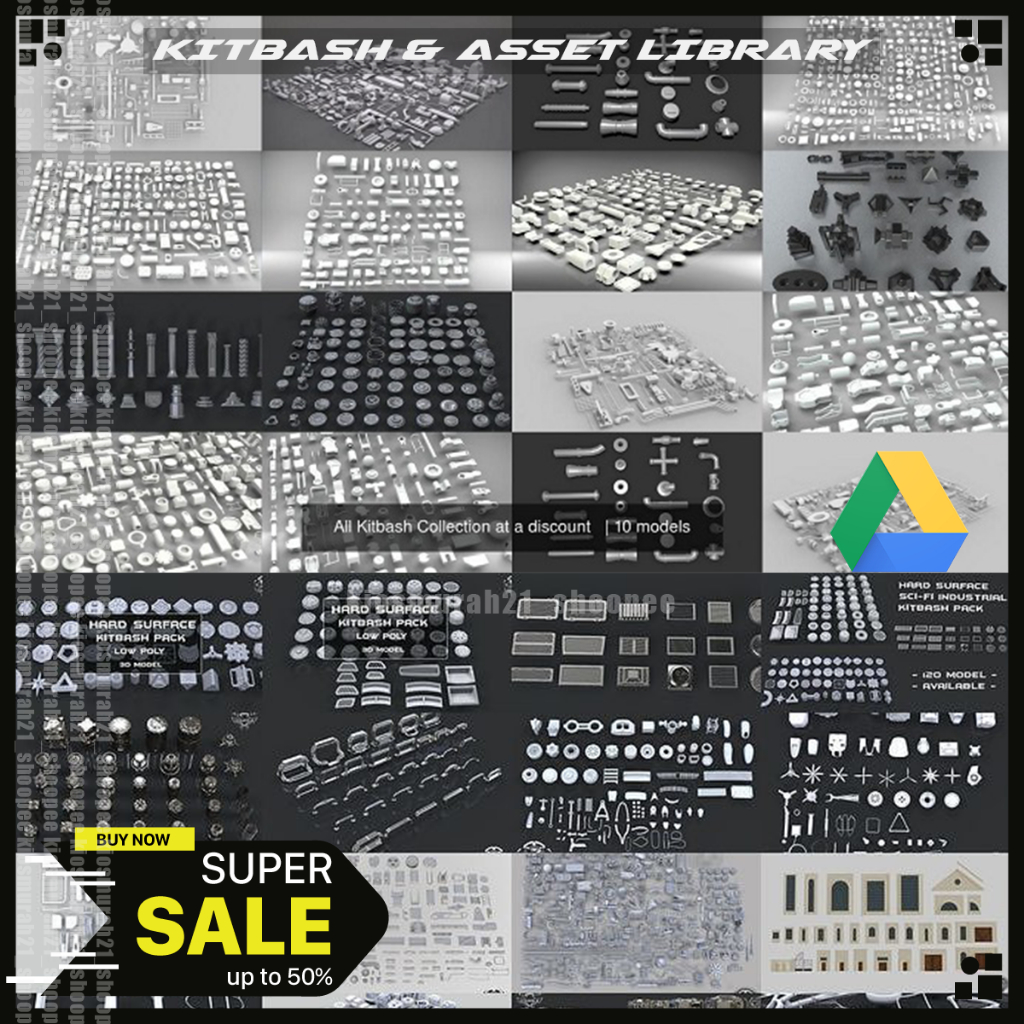 Jual All Kitbash Collection UV'ed FBX only Kitbash 3D Model Asset ...