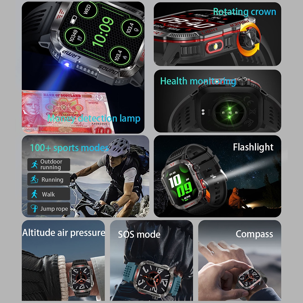 Jual Jam tangan pintar Pria Outdoor Military IP68 Tahan air Fitness ...