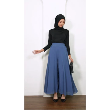 Celana Kulot Panjang Payung Lebar Wanita Muslimah Polos Palazzo Sifon Chiffon Ceruty Pants