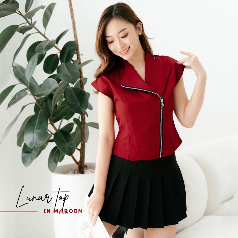 Jual [DEAROLIN] Lunar Top | Atasan Katun Wanita Korean Top Lengan ...