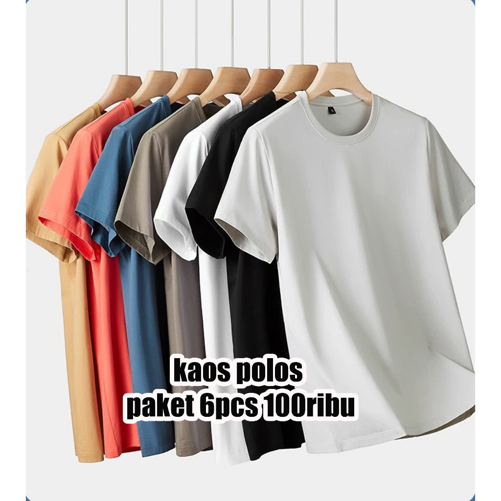 Jual Kaos polos paket 6pc baju 100rb | Shopee Indonesia