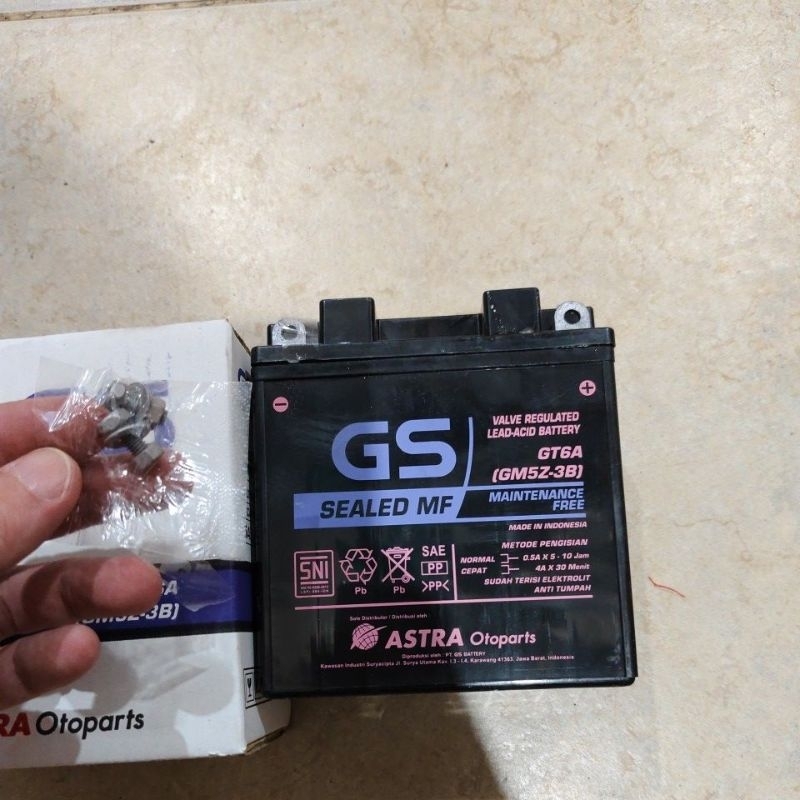 Jual AKI GS ASTRA Otopart asli GT6A (GM5Z-3B) aki kering motor Vega zr ...