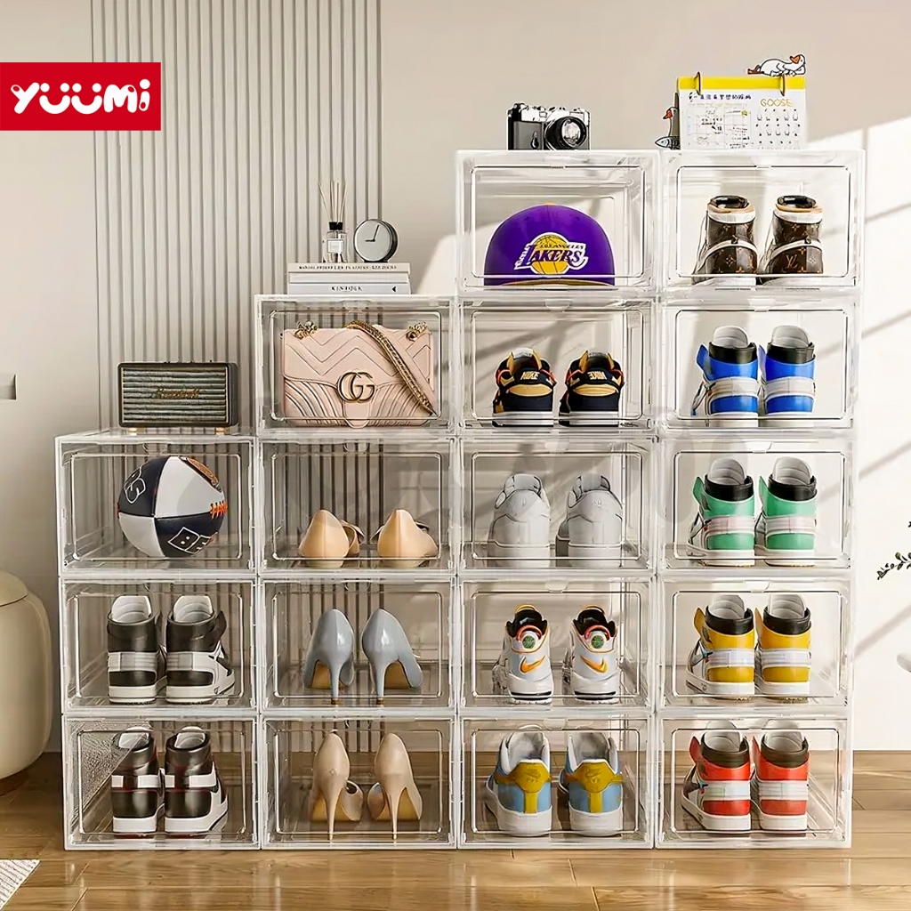 Jual YUUMI Transparent susun kotak sepatu Acrylic Organizer Container ...