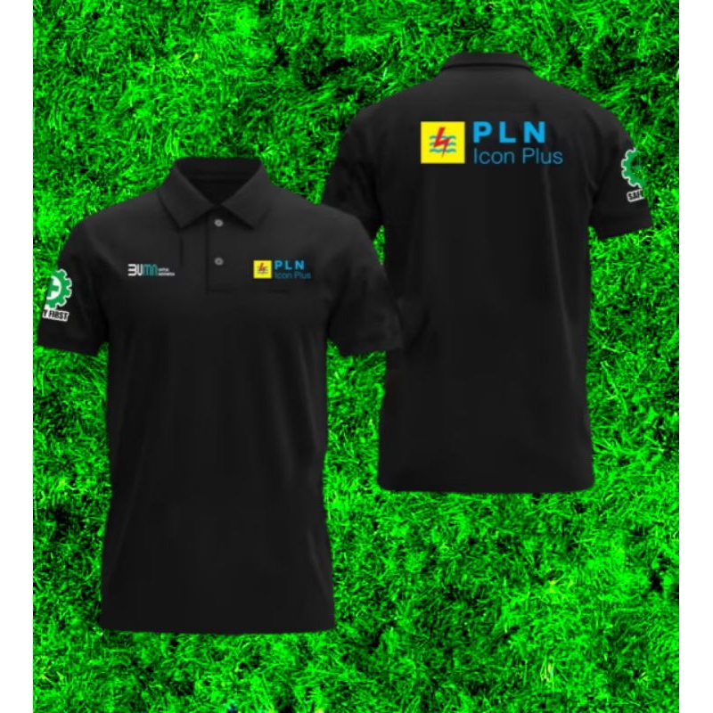 Jual custom kaos kerah kancing PLN ICON PLUS LOGO BUMN bisa untuk pria ...