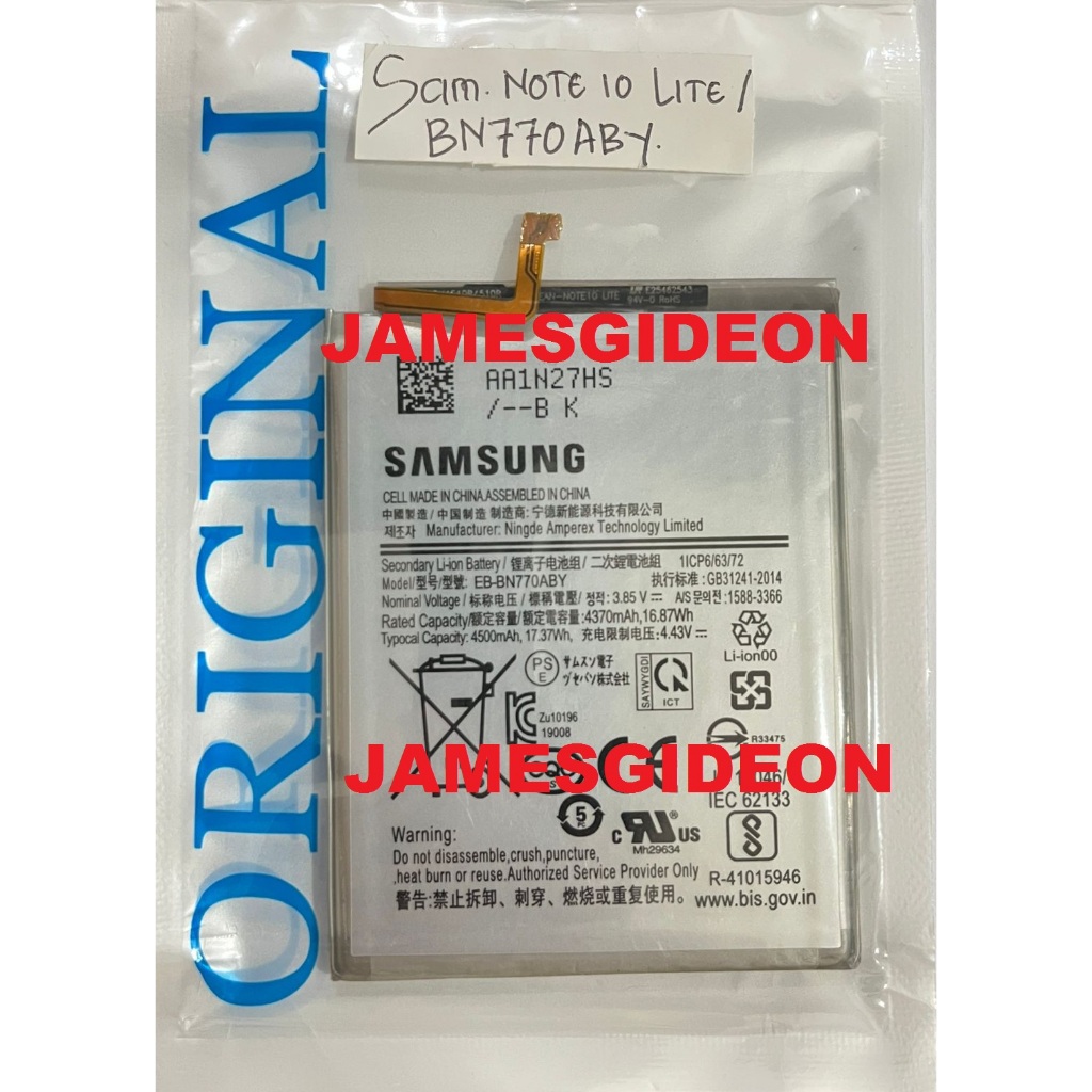 Batería para Original EB-BN770ABY para Samsung Galaxy Note 10 Lite (N770F) con paño de Limpieza de Pantalla mungoo