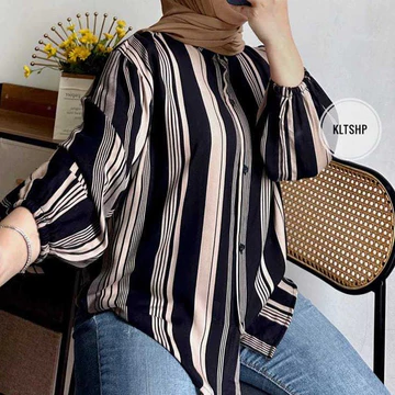 Kemeja Rayon Motif Lengan Panjang Kemeja Wanita Rayon Motif Atasan Kemeja Wanita Blouse Motif