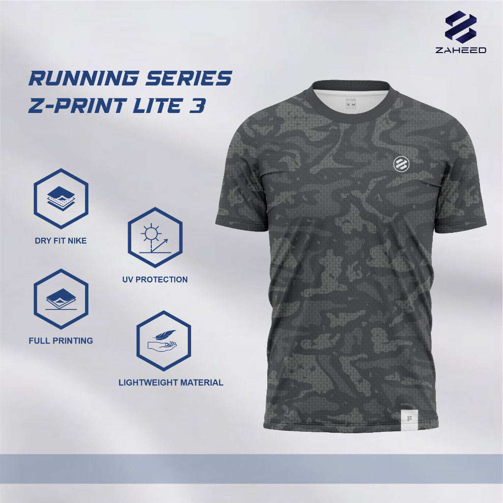 Jual ZAHEED APPAREL | Jersey Running Z-Print Lite 3 Short Sleeve ...