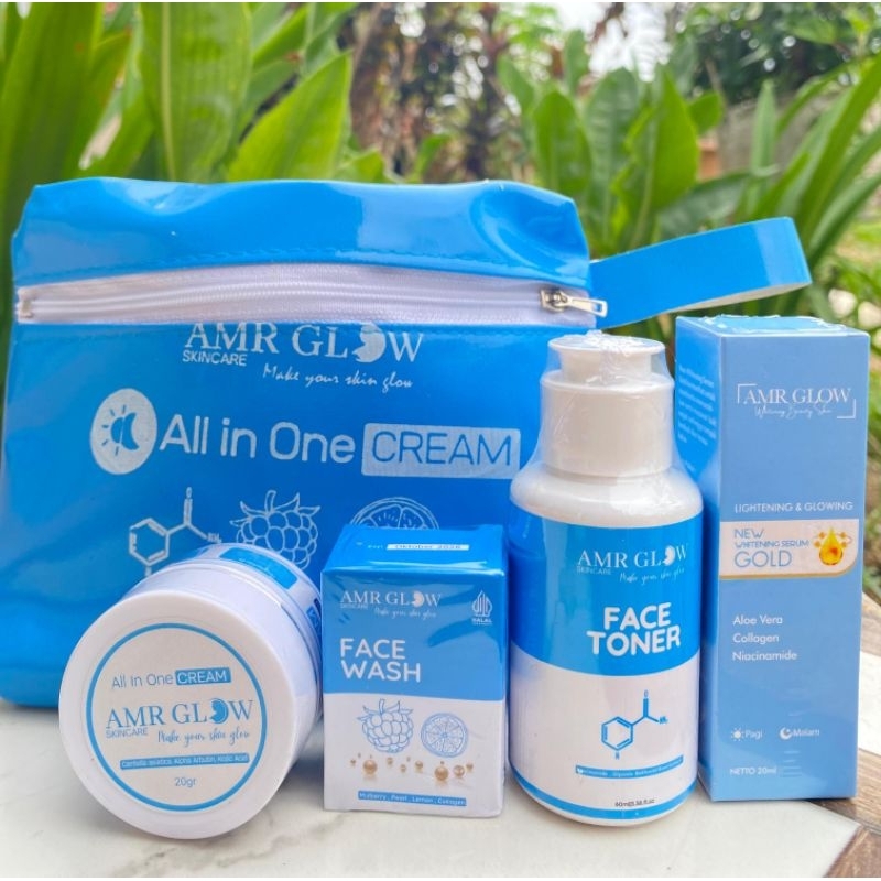 Jual 1 Paket Amr Glow Skincare plus Serum Gold Whitening Original