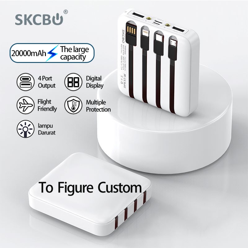 Jual SKCBO A303 Powerbank Custom 20000mah LED built in Cable | Shopee ...