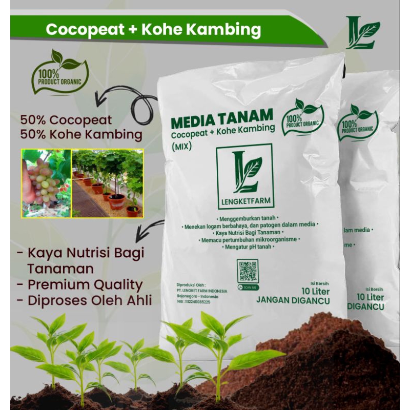 Media Tanam Siap pakai I media semai I Cocopeat mix Kohe kambing I10L/ 3kg
