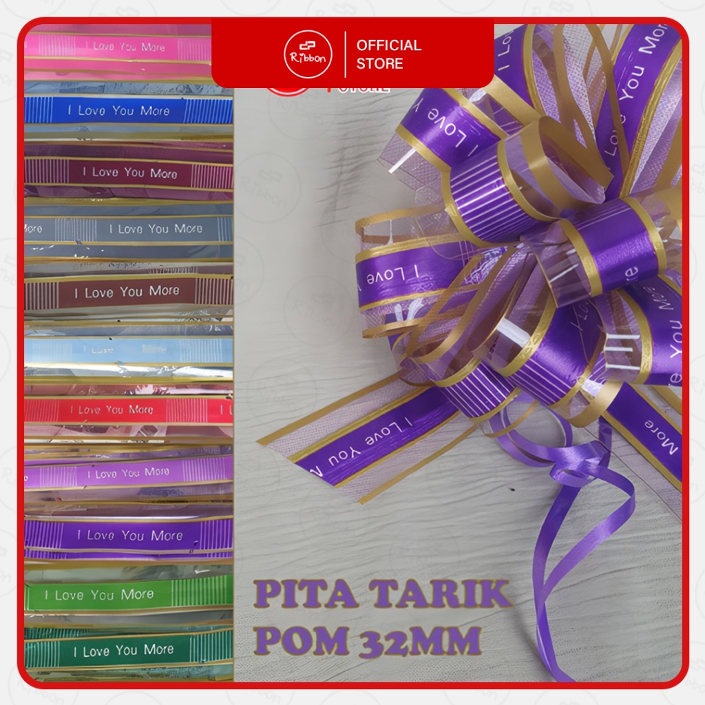 Jual Pita Tarik Pom 32mm Transparan I Love You More Kaca Bening Clear ...