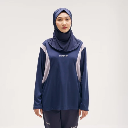 NOORE Pakaian Olahraga Aurora Top Basic Navy untuk Wanita