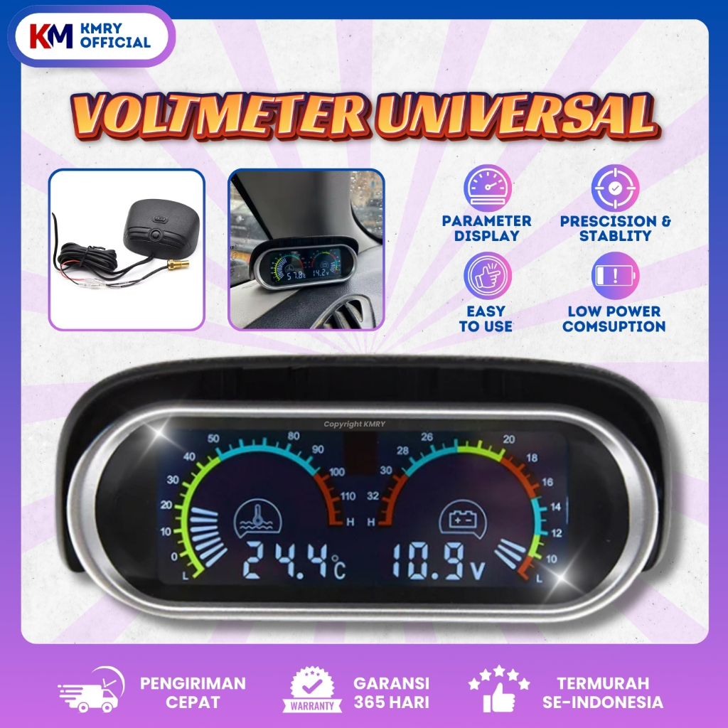 Jual KMRY Voltmeter Universal 2 in 1 12V/24V LCD Motor Mobil Digital ...