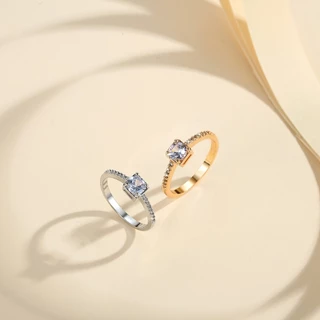 Lanme Jewelry Cincin Kristal Elegan Wanita Dewasa Aksesori Fashion Korea Baja Tahan Karat Anti Pudar LM637