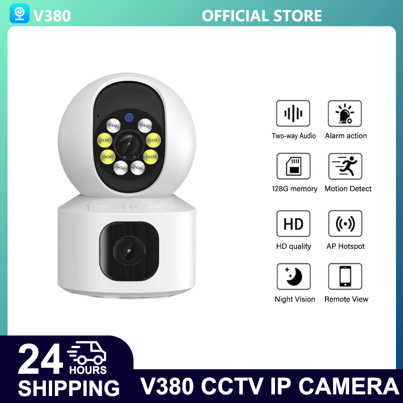 Jual CCTV V380 pro Wifi Camera HD Dual Lens Dual Screen Body Detection ...