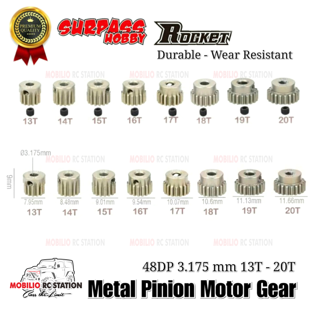 Brass 13-Tooth Pinion Gear – 3.17mm Bore (0.125″) – For 3.17mm Shafts, 13T