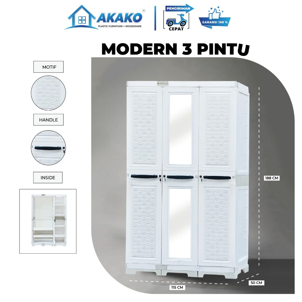 Jual AKAKO - Lemari Gantung + Rak Putih MODERN ( LP3P MODERN) | Shopee ...