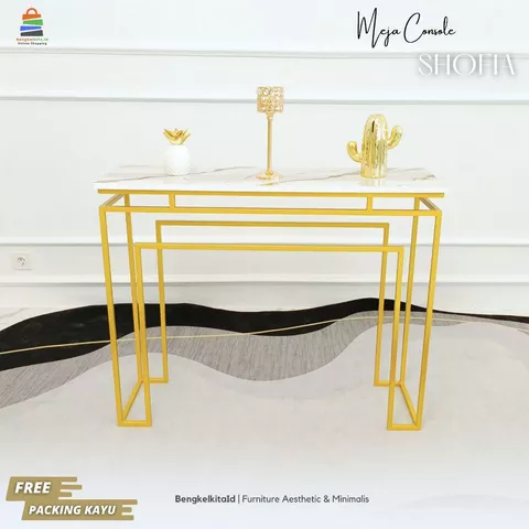 Meja Console Aesthetic Meja Hias Minimalis - MEJA SHOFIA - Foyer Besi Holo Cat Duco Mewah