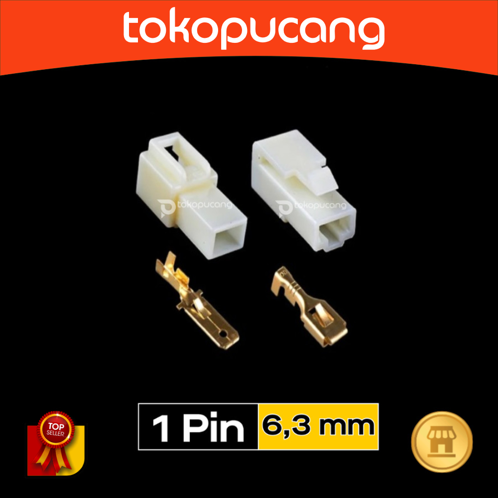 Jual Soket 1P 6,3mm Skun 1 Pin Male + Female Socket Motor Mobil Jack 6 ...