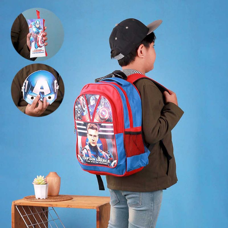 Jual Tas Ransel Sekolah Anak SD Laki Laki Karakter Captain America FREE ...