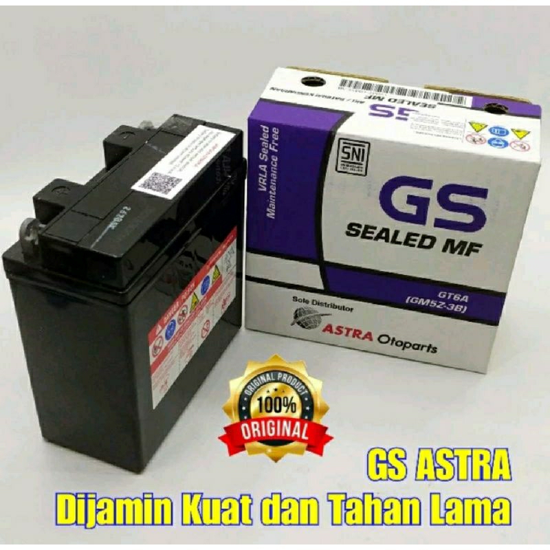 Jual AKI GS ASTRA Otopart asli GT6A (GM5Z-3B) aki kering motor Vega zr ...
