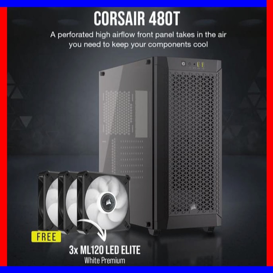 Jual Corsair 480T AIRFLOW Tempered Glass Mid Tower | Shopee Indonesia