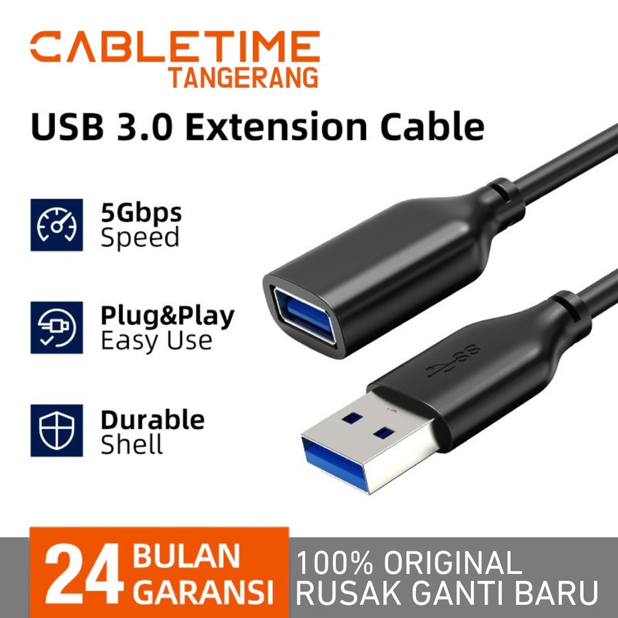 Jual CABLETIME Kabel USB Extension Perpanjangan 3.0 High Speed Data ...