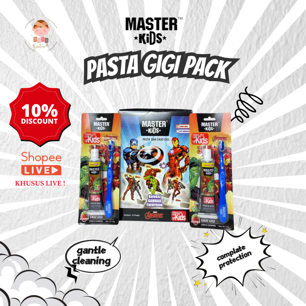 Jual MASTER KIDS Toothpaste & Toothbrush Pack-50 gr | Shopee Indonesia