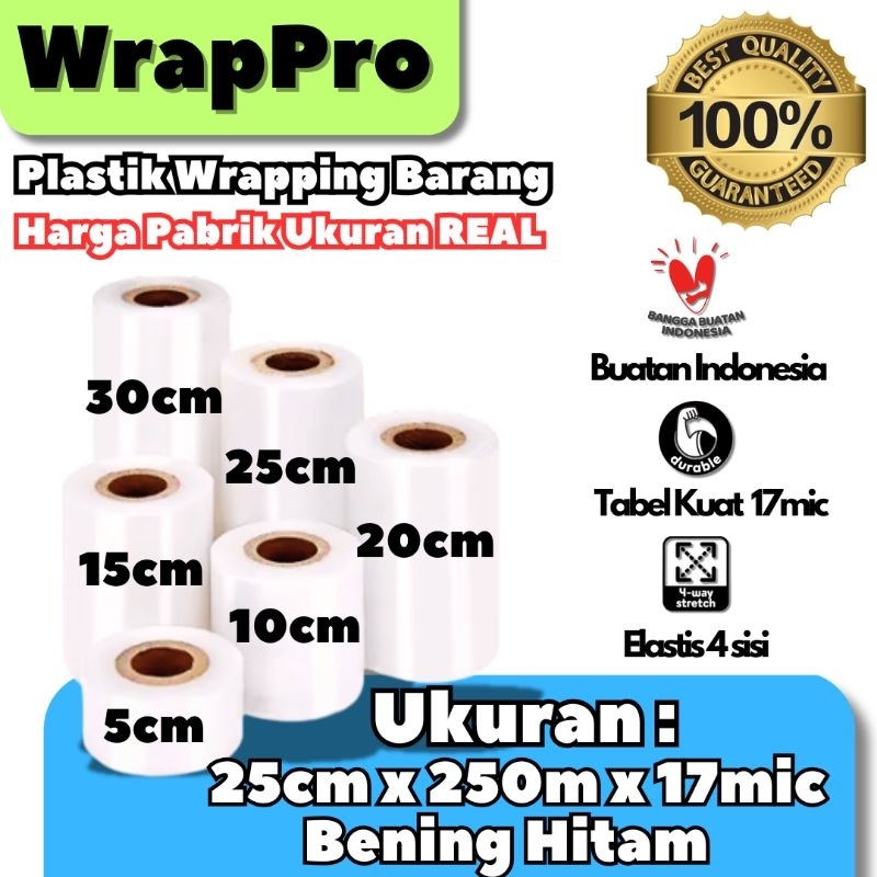 Jual Plastik Wrapping Barang BENING HITAM 25cm x 250m x 17micron ...