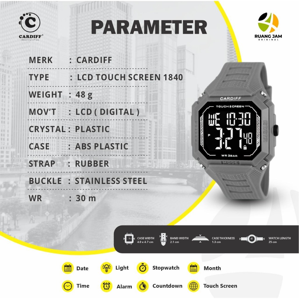Jual Cardiff Jam Tangan Digital LCD Touch Screen 1840 | Shopee Indonesia