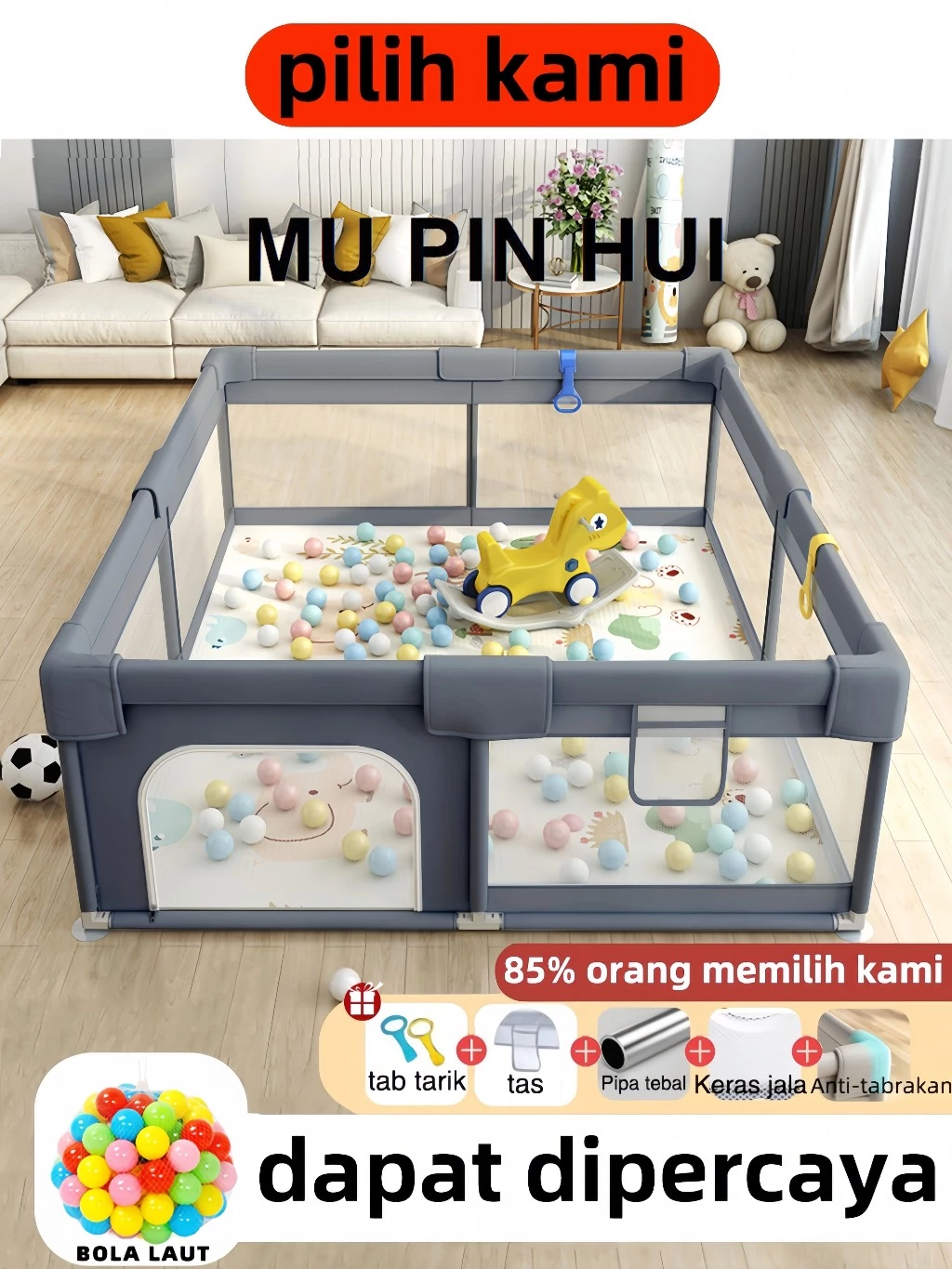 Mu pin hui baby playfence pagar kolam tempat main bermain mandi bola