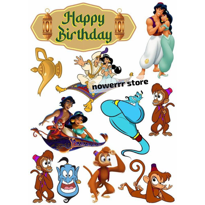 Jual ALADDIN JASMINE/Topper Cake Birthday Jasmine Aladdin Custom Nama ...