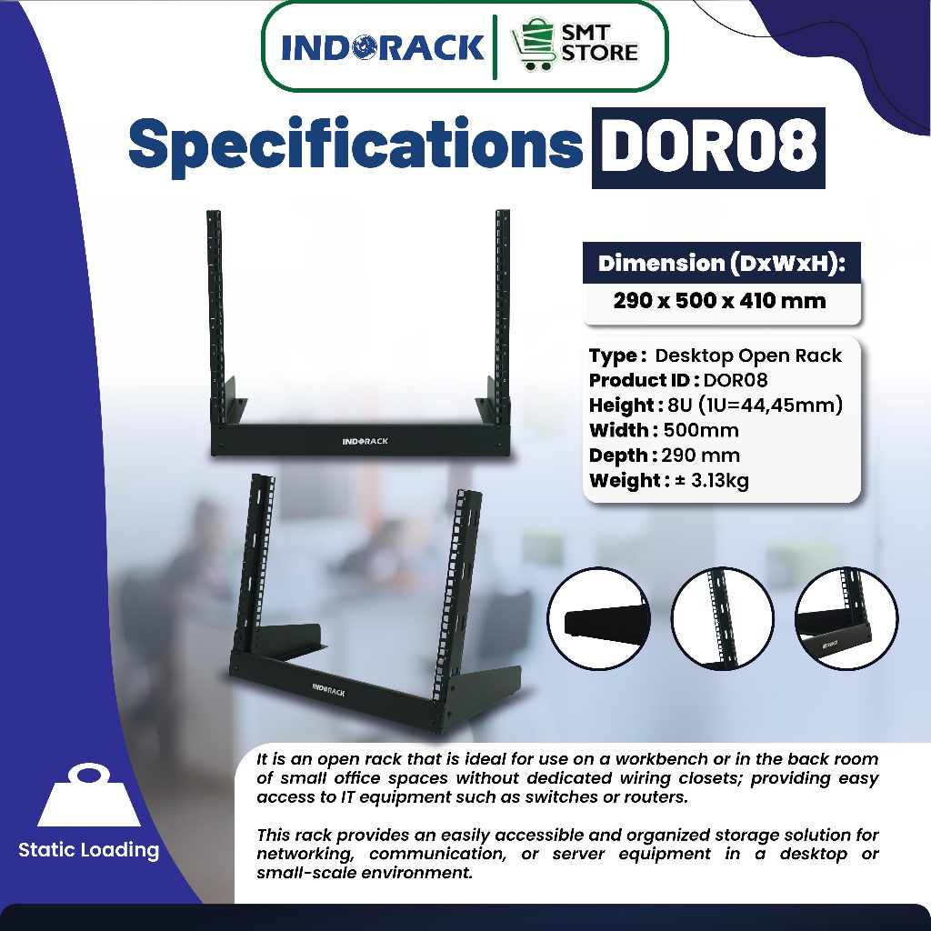 Jual Desktop Open Rack 8U Depth 290mm INDORACK Rak Audio Receiver DOR08 ...
