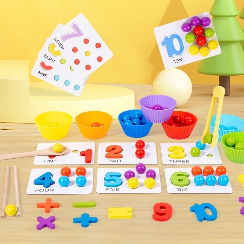 Jual ZCTOY Mainan Anak Klip Kayu Manik Mainan Matematika Warna Pelangi ...