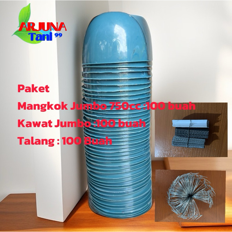 Paket Lengkap Mangkok Jumbo 750cc 100buah, Kawat 100 buah, Talang 100 Buah