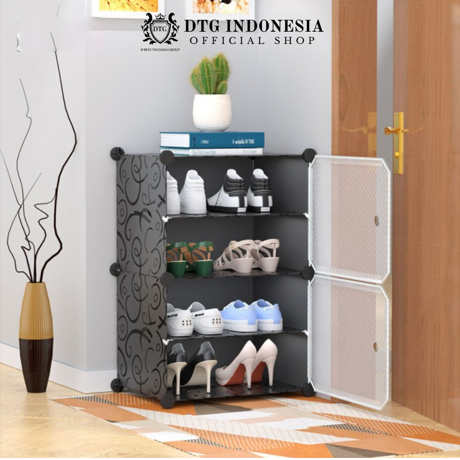 Jual DTG - Rak Sepatu Anti Debu Rak Sepatu Tertutup 4 Layer Tebal Shoe ...