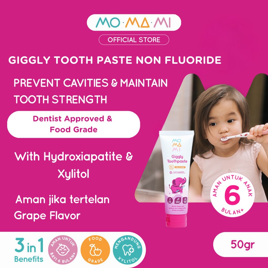 Jual MOMAMI GIGGLY TOOTHPASTE NON FLOURIDE 50GR | Shopee Indonesia