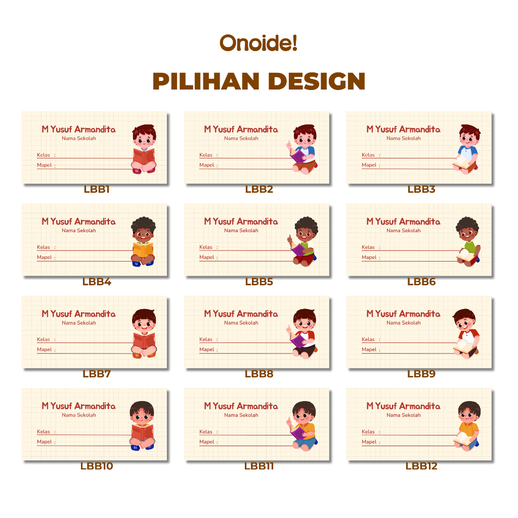 Jual Onoide! - Sticker Label Buku Pelajaran Anak Sekolah LBB Ukuran 8cm ...