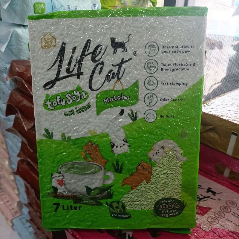 Jual Life cat tofu soya cat litter 7L - Pasir kucing tofu MATCHA pasir ...