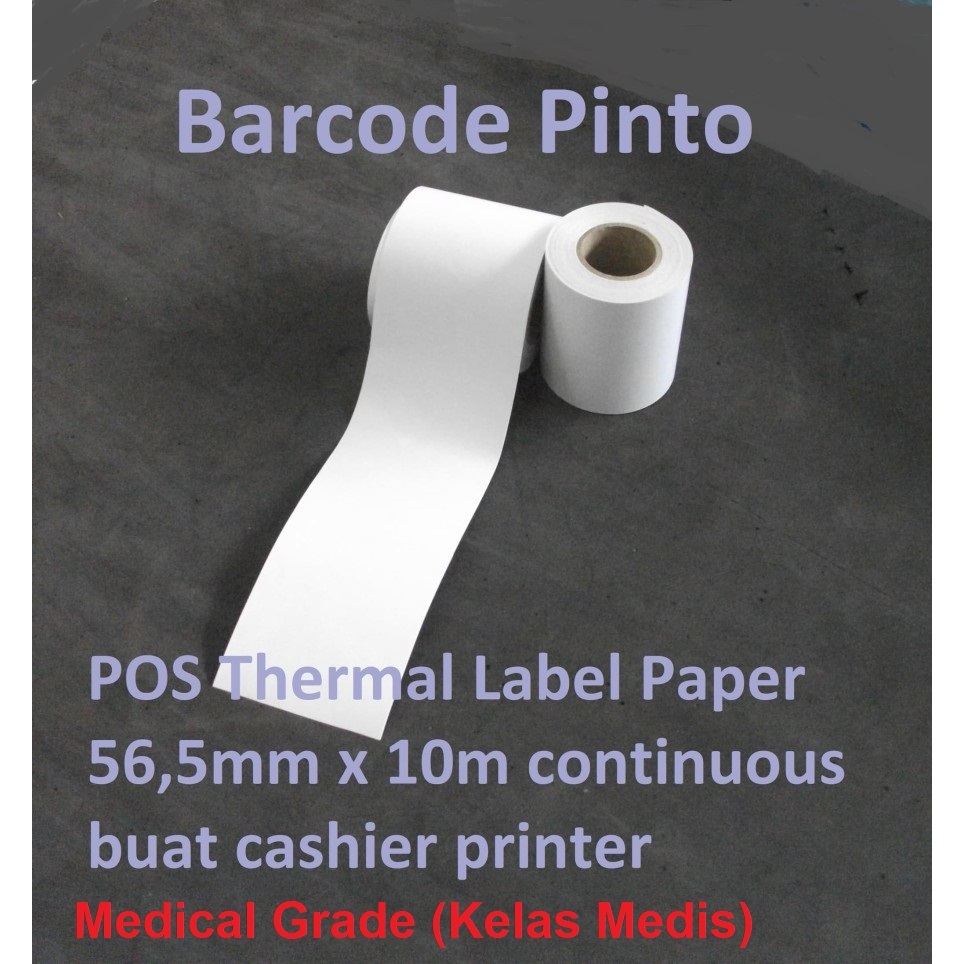 Jual POS Thermal Label Paper 56,5mm x 10m Continuous Buat Cashier ...