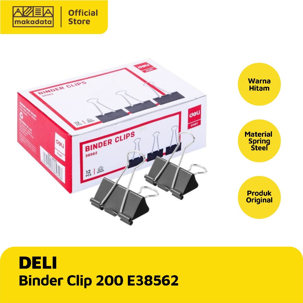 Jual DELI BINDER CLIP / KLIP KERTAS 200 E38562 HITAM (1 PCS) | Shopee ...
