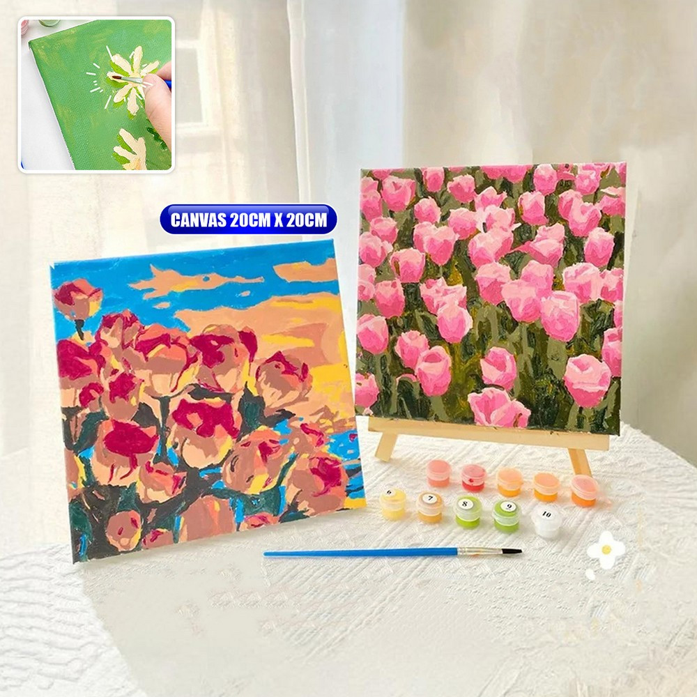 Jual Paint By Number Kit 20x20cm Kanvas Siap Lukis / DIY Canvas Acrylic ...